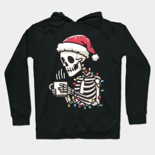 Christmas Skeleton Drinking Coffee Hoodie